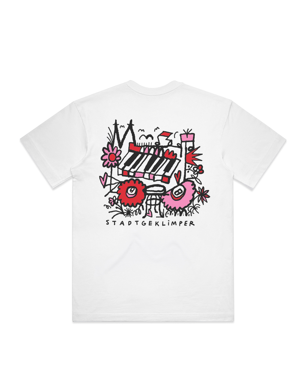 Stadtgeklimper Tee "Köln" weiß - rot/rosa